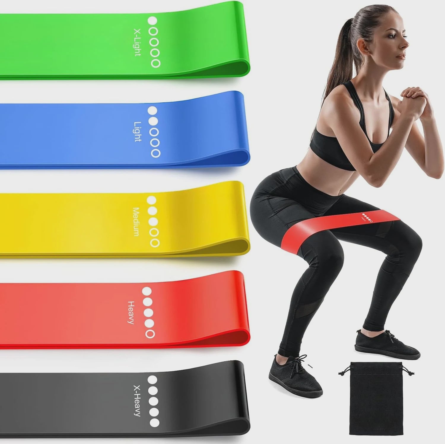 Set Weerstandsbanden Fitness - 5 Stuks TPE Elastische Loop Bands voor Krachttraining, Yoga & Gym