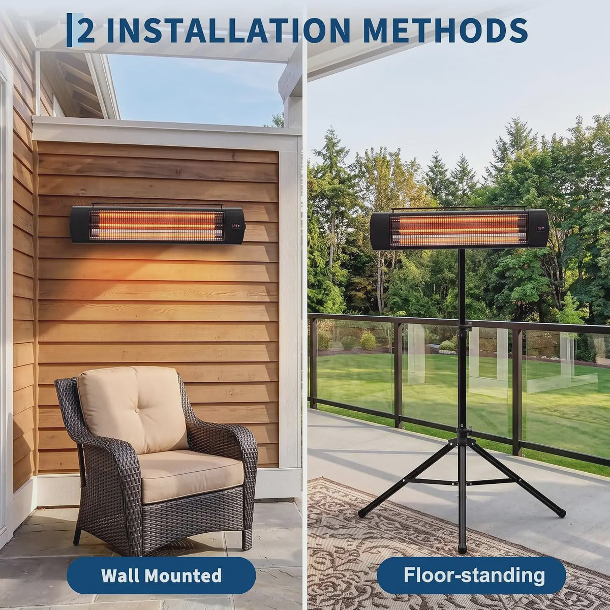 2000W Carbon Fiber Terrasverwarmer: Waterdicht, Afstandsbediening & Timer