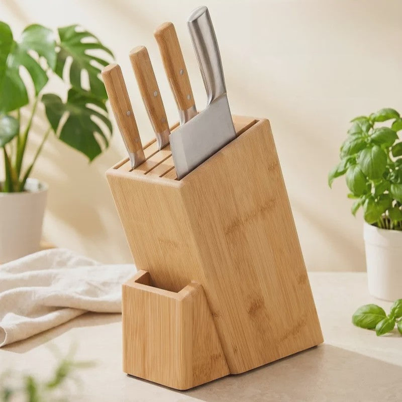 Massief Bamboe Messenblok - Keuken Organizer & Messenhouder
