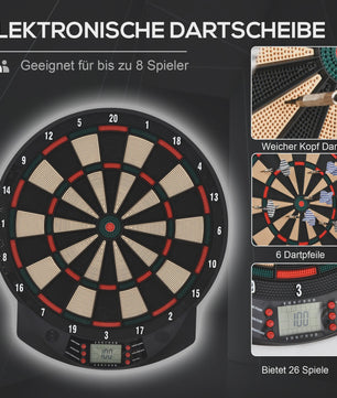 Elektronisch Dartbord met Automatische Score - 26 Spellen, 8 Spelers, Inclusief 6 Darts