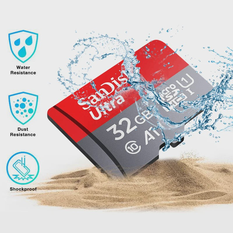 SanDisk Ultra Micro SD Kaart 32GB, 64GB, 128GB - Class 10, UHS-I, A1 Snelheid
