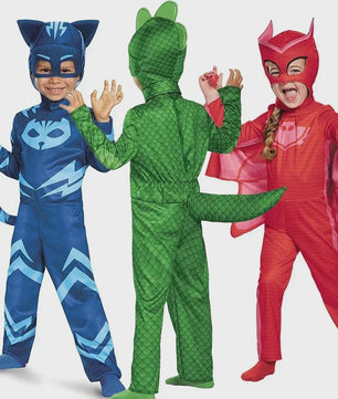 PJ Masks Kinderkostuum - Gekko, Catboy & Owlette Jumpsuit met Masker