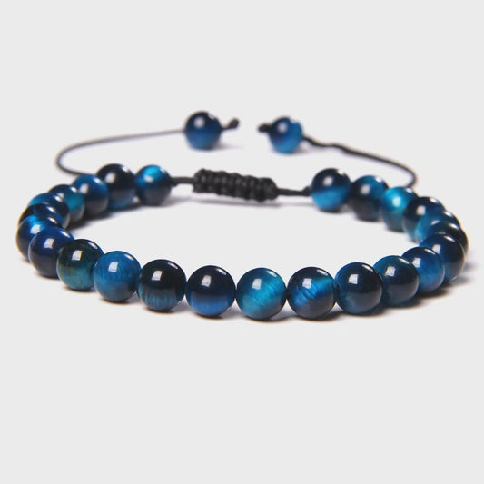 Blauwe Tijgeroog Kralen Armband 6MM - Natuursteen Meditatie Sieraden