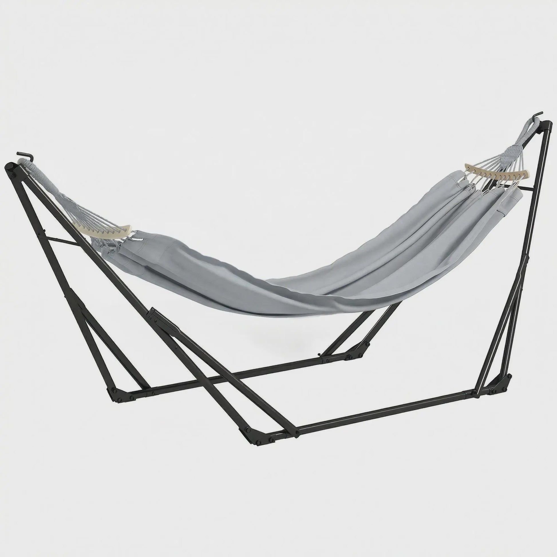 Outsunny 2-in-1 Stalen Hangmat & Hangstoel Standaard - Opvouwbaar, Draagbaar met Tas, 120 kg
