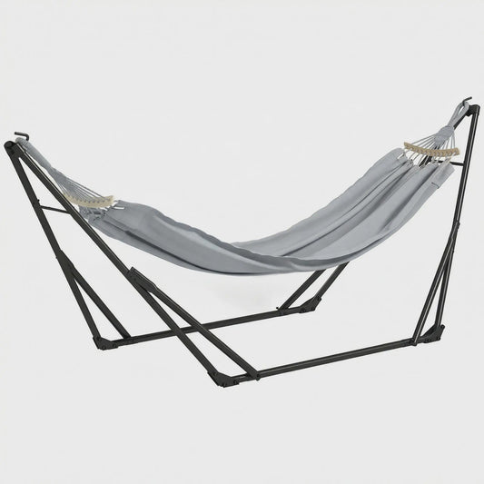 Outsunny 2-in-1 Stalen Hangmat & Hangstoel Standaard - Opvouwbaar, Draagbaar met Tas, 120 kg