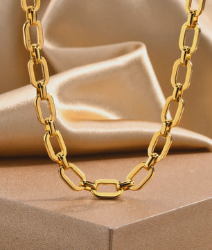 Chunky Gouden Halsketting Dames - Roestvrij Staal Dikke Ovalen Schakelketting Choker
