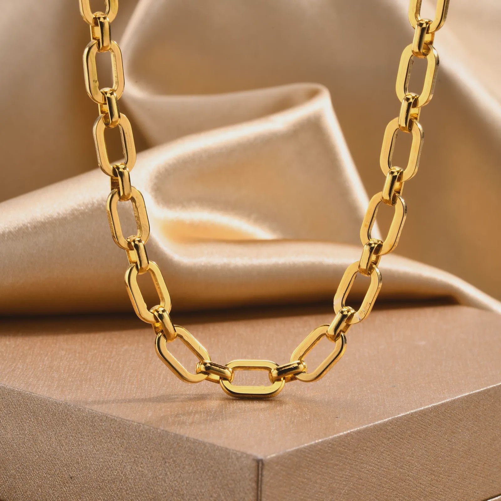 Chunky Gouden Halsketting Dames - Roestvrij Staal Dikke Ovalen Schakelketting Choker