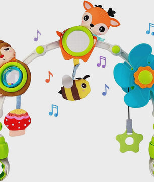 Multifunctionele Baby Activiteitenboog met Muziek & Speelgoed - Kinderwagen, Reiswieg, Autostoel