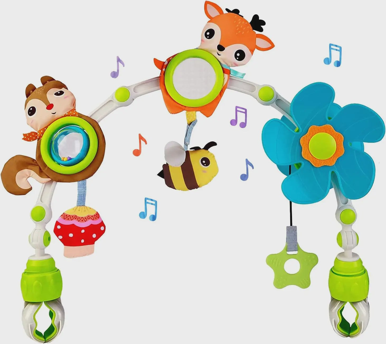 Multifunctionele Baby Activiteitenboog met Muziek & Speelgoed - Kinderwagen, Reiswieg, Autostoel