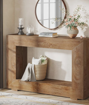 47 Inch Console Tafel met Opbergruimte - Landelijke en Industriële Stijl voor Hal en Woonkamer