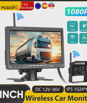 7" HD Draadloze Achteruitrijcamera met Nachtzicht en Waterdichte Monitor voor Vrachtwagen & Bus