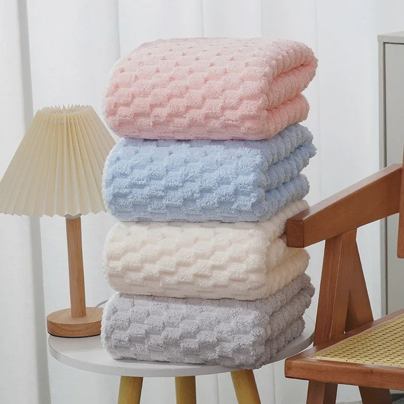 Luxe Coral Cloud Velvet Handdoek: Dik, Sneldrogend & Super Absorberend Microvezel