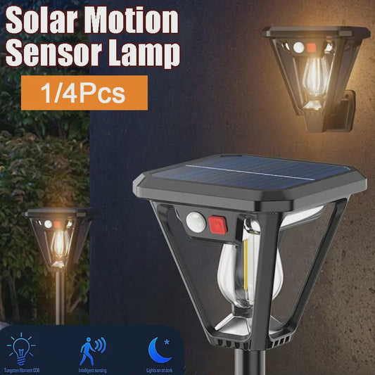 Zonne-energie Tuinlamp met Bewegingssensor - Waterdicht & Dubbel Gebruik (Paal of Muur)