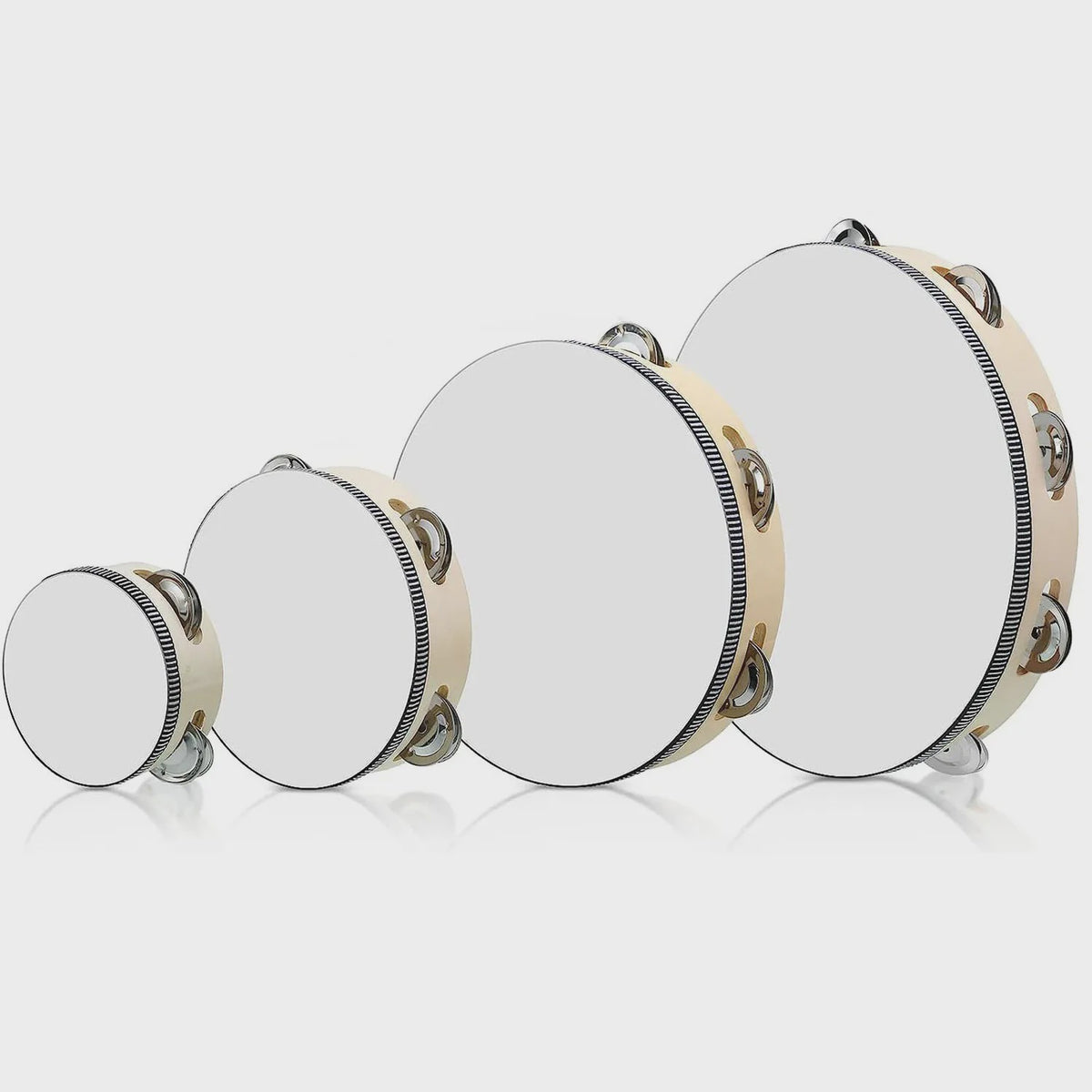 Miwayer Houten Tamboerijn met Metalen Schelletjes - 4 t/m 10 Inch