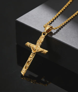 Heren RVS Kruis Ketting met Jezus Hanger - Religieuze Christelijke Sieraden