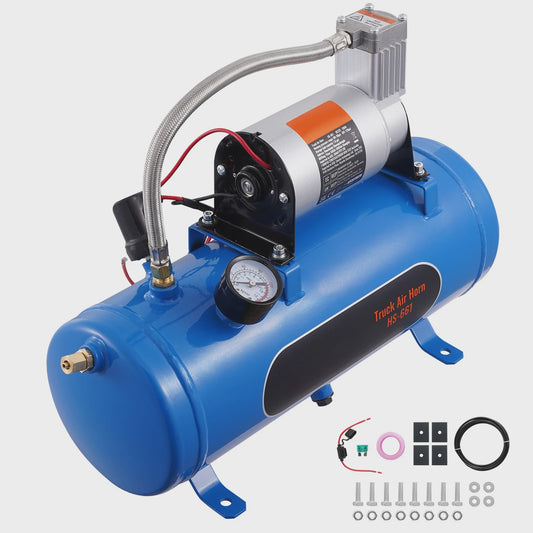 12V Luchtcompressor met Tank (3/6L) - Krachtig voor Trein Hoorn & Banden Oppompen (120psi)