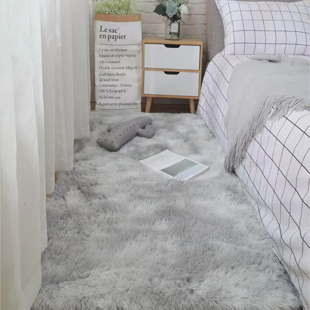 Zacht Shaggy Vloerkleed - Pluizig Tie-Dye Tapijt voor Slaapkamer & Woonkamer