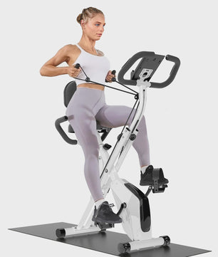 GartistGO foldable exercise bike, 8 resistance levels, with heart rate sensors, LCD stationary fitness bike for indoor cycling With extra-thick yoga and Pilates mat