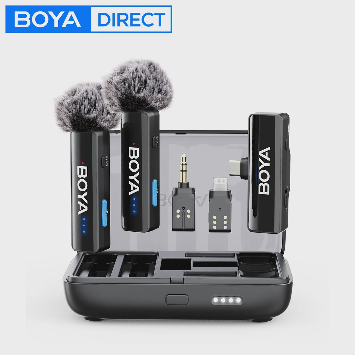 BOYA BY-LM2 Draadloos Lavalier Microfoon Systeem - 2.4GHz Dual-Channel voor iPhone, Android, Camera's