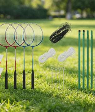 Draagbare Badminton Set met Net, 4 Rackets en Draagtas - Ideaal voor Buiten en Binnen