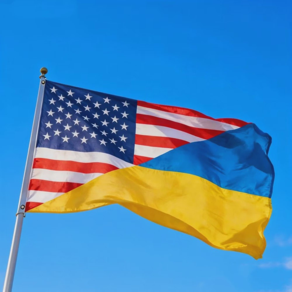 Vlag USA Oekraïne Combinatie 90x150cm - Vriendschap & Solidariteit