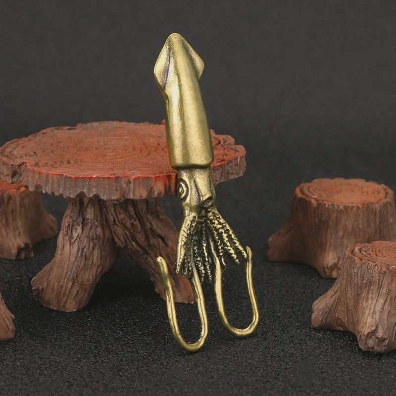 Antieke Messing Pijlinktvis Decoratie - Retro Koperen Miniatuur Beeldje