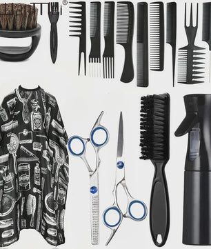 Professionele Barbershop Set: Kapmantel, Kammen, Borstels en Sprayfles