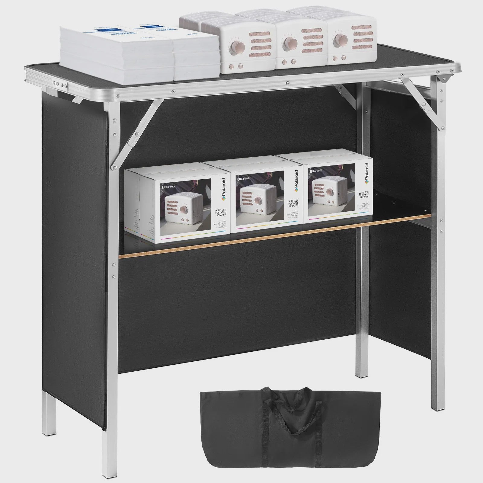 Klapbare Bar Tafel - Draagbare Promotietafel met Opbergplank en Hoes voor Evenementen & Feesten