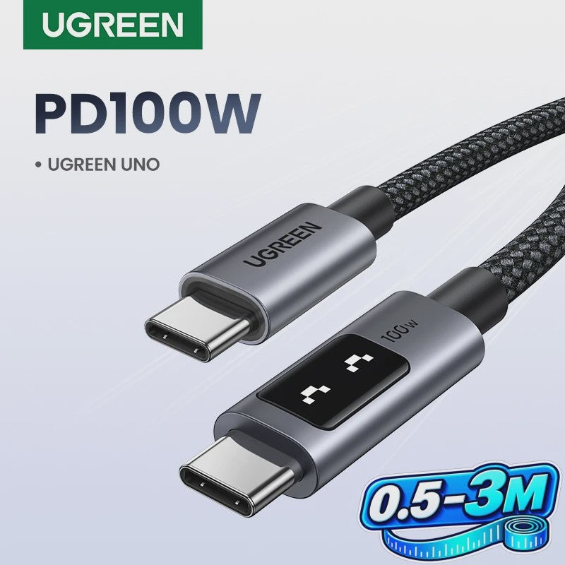 UGREEN UNO USB-C naar USB-C Kabel - 100W PD Snelladen & Data - 0.5-3M