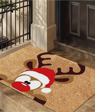 Kerst Deurmat met Rendier & Feestelijke Prints - Indoor/Outdoor Entree Tapijt