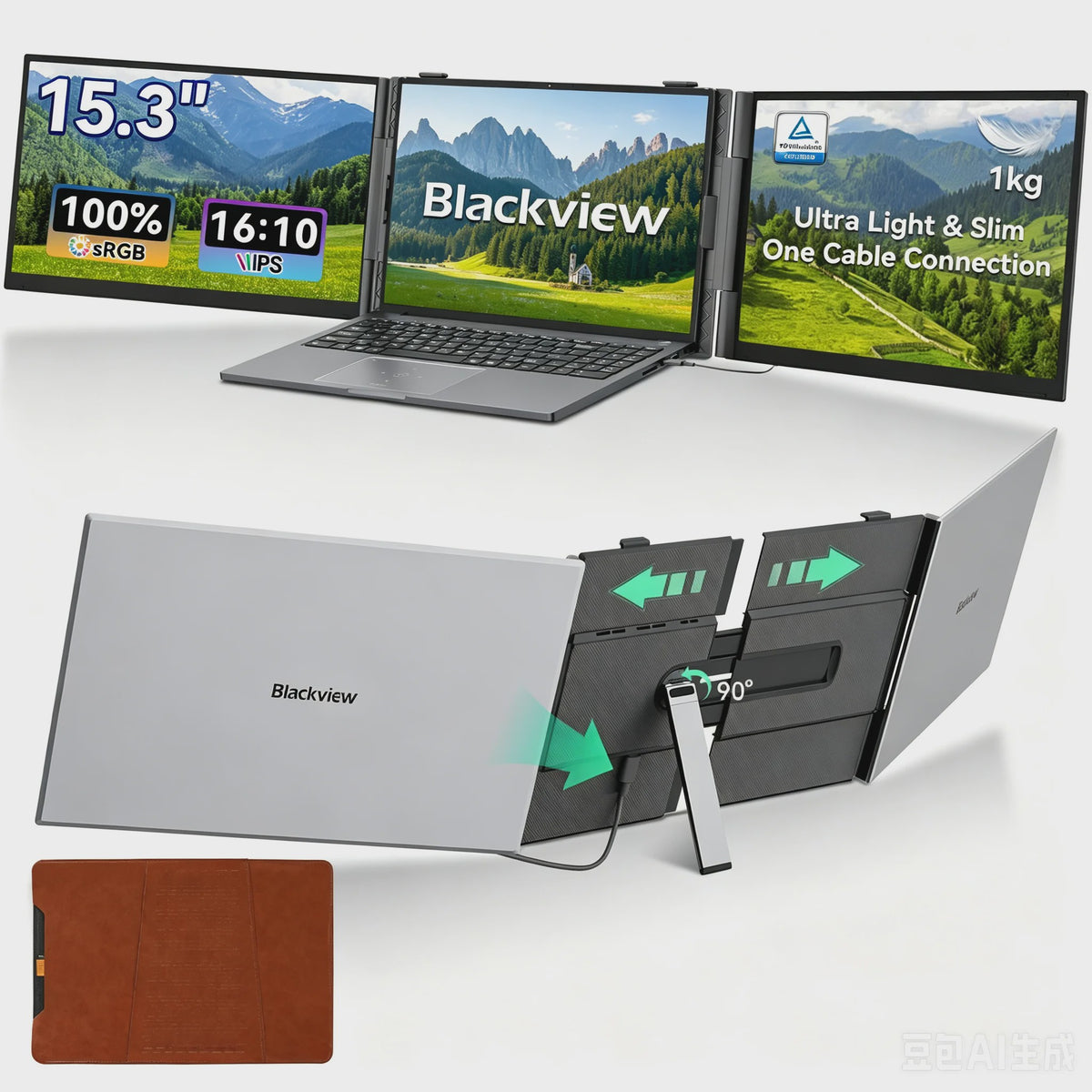 Blackview DCM8 Pro Triple Laptop Screen Extender - 15.3" FHD IPS Uitbreiding