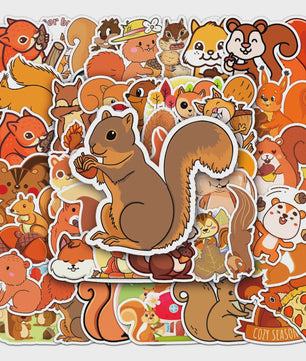 50x Schattige Eekhoorn Stickers - Waterdicht & Vinyl voor Skateboard, Snowboard & Meer