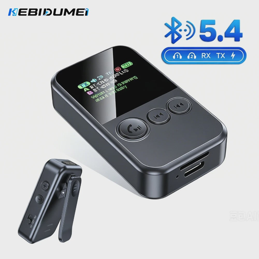 Clip-on Bluetooth 5.4 Audio Zender Ontvanger met AUX, TF Kaart & HIFI Muziek