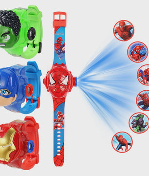 Projectie Kinderhorloge met Superhelden - Spiderman, Iron Man, Captain America & Hulk