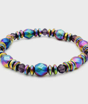 Handgemaakte Regenboog Hematite Kralen Armband met Kristal - Uniseks
