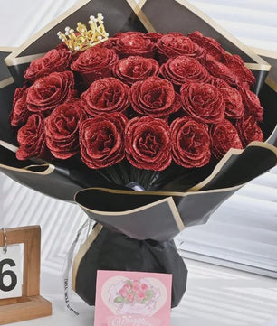 Glitter Rozen Boeket - Kunstbloemen voor Kerst, Valentijnsdag & Decoratie
