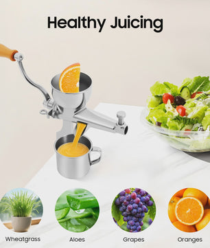 Handmatige Sapcentrifuge voor Fruit en Groenten - Roestvrij Staal & Hout