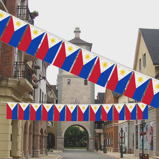 20x Filipijnse Vlaggetjes Slingers - Polyester 14x21cm - Decoratie voor Feest, School & Sport