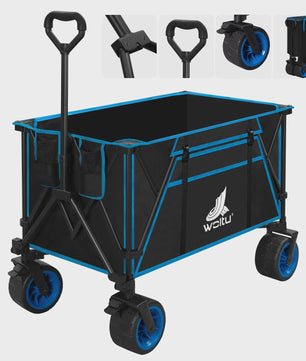 WOLTU Vouwbare Transportkar met Remmen - 240L Camping Kar voor Tuin, Strand & Boodschappen