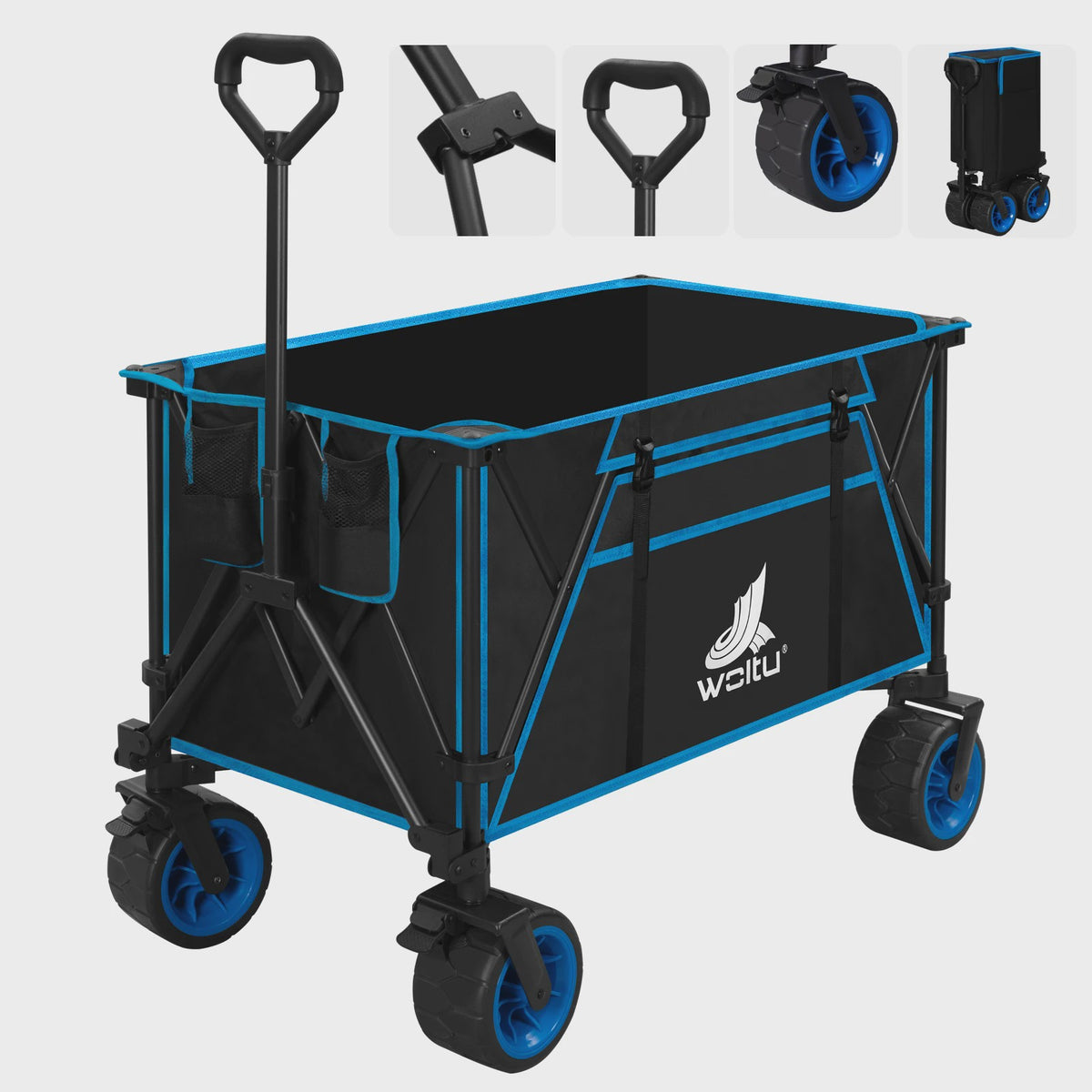 WOLTU Vouwbare Transportkar met Remmen - 240L Camping Kar voor Tuin, Strand & Boodschappen