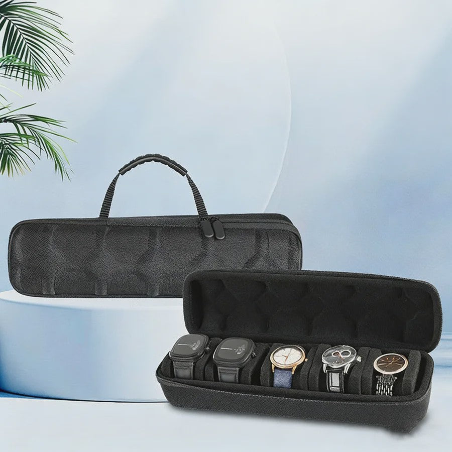 Luxe Horloge Koffer Organizer voor Heren - Draagbare Reis Etui met Anti-Beweging Bescherming