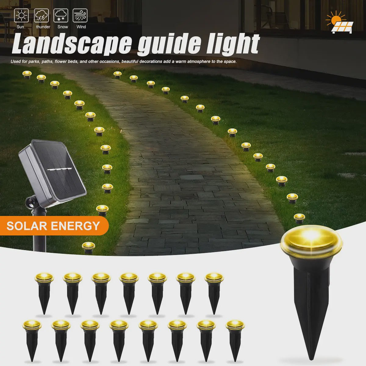 Solar LED Tuinpad Verlichting - Waterdicht & 8 Modi - Sfeervolle Buitenlamp