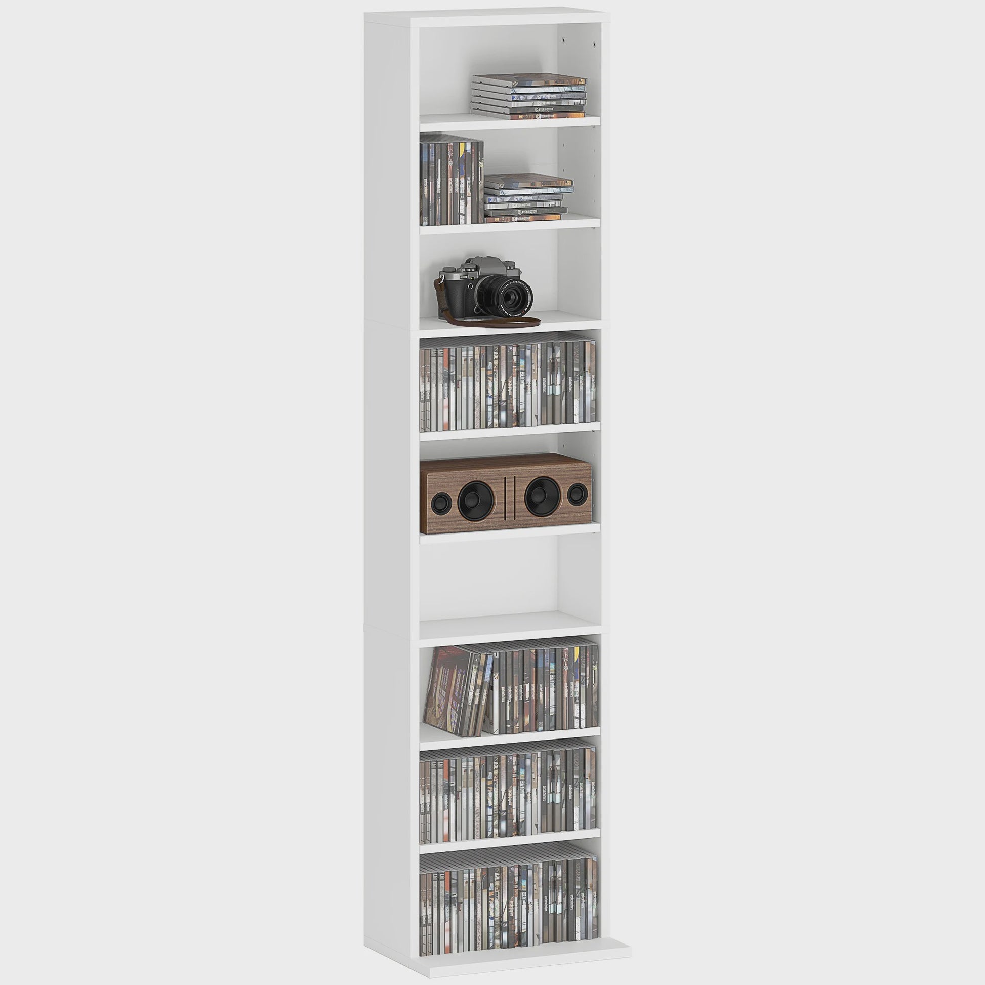 HOMCOM Multimediakast - 260 CD/DVD Opslag - 9 Vakken & 6 Planken