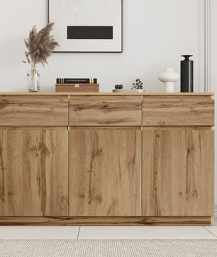 Houten Sideboard met 3 Deuren en 3 Lades - 135x40x81 cm