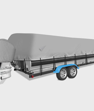 Waterdichte Pontoon Boot Trailerhoes - UV-bestendig, 300D Heavy Duty, met Motorhoes & Spanband