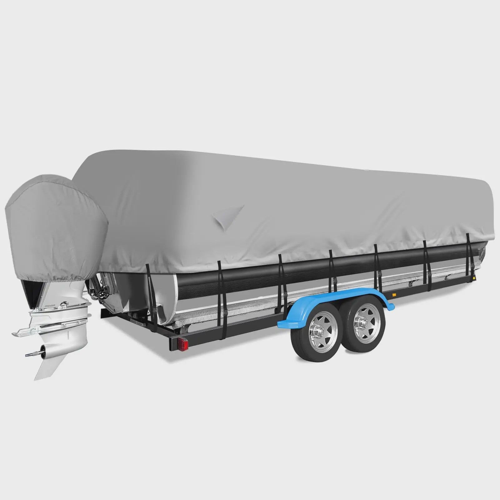 Waterdichte Pontoon Boot Trailerhoes - UV-bestendig, 300D Heavy Duty, met Motorhoes & Spanband