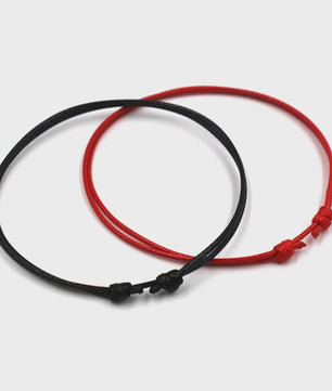 Verstelbaar Zwart Rood Touw Enkelbandje - Zomerse Barefoot Armband voor Dames & Heren