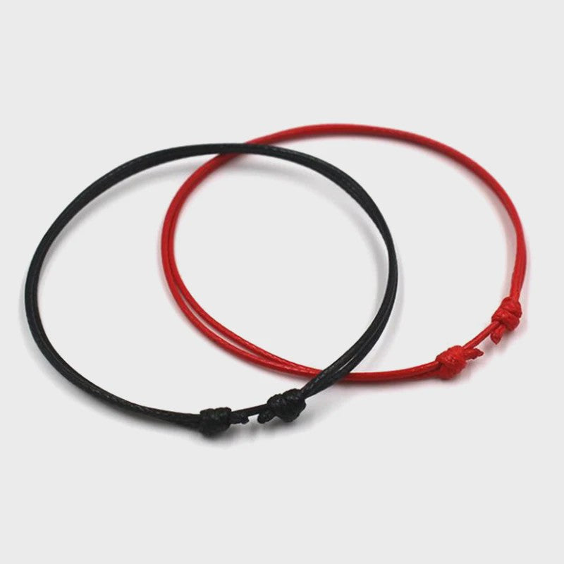 Verstelbaar Zwart Rood Touw Enkelbandje - Zomerse Barefoot Armband voor Dames & Heren