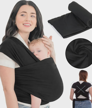 Zachte Baby Draagdoek Zwart - Handsfree & Ergonomisch voor Comfortabel Bonden