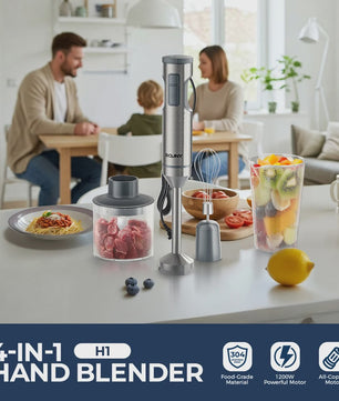 ROUNY 4-in-1 Staafmixer 1200W - 14 Snelheden, Hakker, Garde & Maatbeker